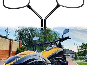 10MM Black Motorcycle Handlebar Rearview Side Mirrors Compatible with Honda Kawasaki Suzuki Cruiser Scooter (Black)