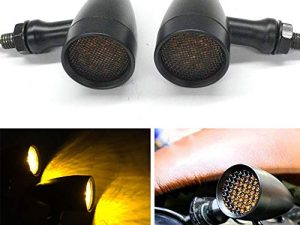 2pcs Black 15 LED Motorcycle Stop Brake Running Turn Signal Indicator Amber Lights For Harley Honda Chopper (Black with net-Amber Light)
