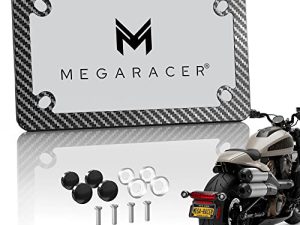 Mega Racer Carbon Fiber Pattern Motorcycle License Plate Frame