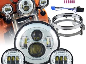 Akmties Motorcycle Chrome 7" LED Headlight Compatible for Road King