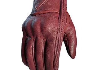 Men's Premium Leather Street Motorcycle Protective Cruiser Biker Gel Gloves Oxblood S