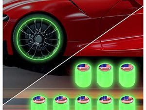 American Flag Night Glow Luminous Wheels Cap Tire Valve Stem for Car