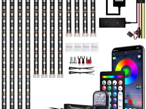 DZCULB Motorcycle Lights Kit Motorcycle Underglow LED Light Kit with Brake Turn Signals APP Switch RGB LED Strip Lights for Motorcycle Golf Carts ATV UTV 12PCS