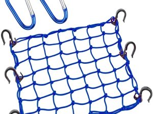 Thewinio Cargo Net 15"x15" Stretches to 30"x30" with Thicken Hooks | Natural Latex Core