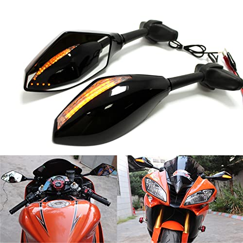 Motorcycle Rearview Side Mirrors With LED Turn Signal Integrated Indicator For Racing Bike Sport Bike Motorcycle Rearview Side Mirrors With LED Turn Signal Integrated Indicator For Racing Bike Sport Bike