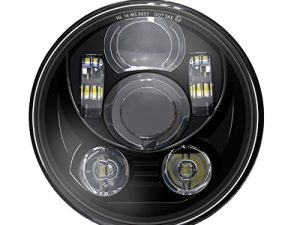 Wisamic 5-3/4 5.75 inch LED Headlight - Compatible with Harley Davidson Dyna Street Bob Super Wide Glide Low Rider Night Rod Train Softail Deuce Custom Sportster Iron 883-Black