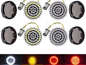 Benlari 2" Front Rear 1157 LED Turn Signal Lights Black-Finish Bullet Bulbs Smoke Lenses Kit Compatible for Harley Davidson Dyna Softail Sportster Touring Street Glide Road Glide Iron 883 1200 72 48