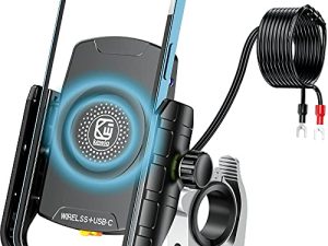 Kewig Motorcycle Phone Mount with Wireless 15W & USB C 20W Dual Charger