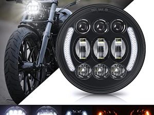 SUPAREE 5-3/4” 5.75 Inch LED Headlight with Halo DRL Turn Signal for Dyna Street Bob Super Wide Glide Low Rider Night Rod Train Softail Deuce Sportster Iron 883