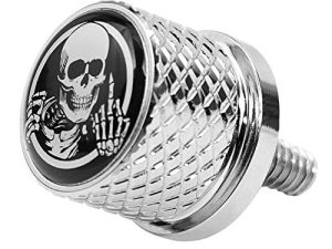 Stainless Knurled Fender Seat Bolt Screw 1/4"-20 Thread Compatible with Harley Sportster Touring Softail Dyna CVO Electra Glide Street Glide 1996-2020- Skeleton Middle Finger