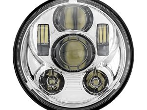 SUNPIE Bright 5-3/4 5.75 inch Silver LED Headlight Compatible with H_arley Motorcycles XL883/XL1200 Glide Deuce Street 500/Street 750 IP67 Waterproof 6000K White Aluminum Metal Headlight Replacements