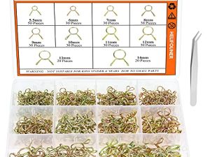 HELIFOUNER 300 Pieces 10 Sizes Fuel Line Hose Water Pipe Air Tubing Spring Clips Clamps Assortment Kit for Motorcycle Scooter