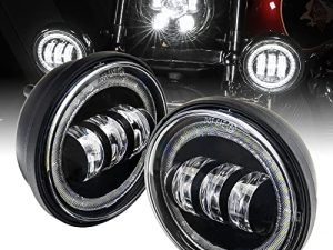 2pc 4.5" Osram LED Harley Fog Passing Light [Halo] [Black-Finish] [6