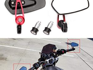 Red Motorcycle Bar End Mirrors Rear View CNC Compatible with Honda GROM MSX125 CB500F Kawasaki Z125 Z650 Z750 Z800 Z900 ER6N ER6F