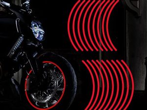 TOMALL 16'' -17" Reflective Wheel Rim Stripe Decal for Motorcycle Wheels Car Cycling Bike Bicycle Night Reflective Safety Decoration Stripe Universal Rim Reflective Stickers (Red)