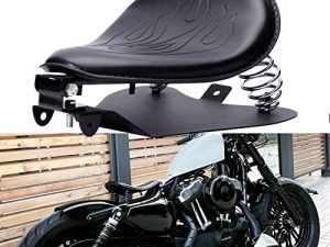 Custom Black Motorcycle Cushion Spring Solo Seat Springs Bracket Base Plate Mount Kit Compatible with Harley Honda Yamaha Kawasaki Suzuki Sportster Bobber Chopper (Black with frame mark)