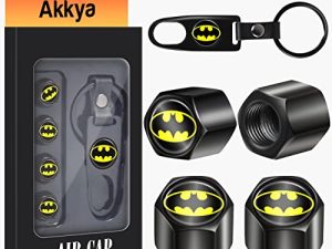 Akkya Tire Valve Stem Caps Cover for Car Bike Bicycle Motorcycles Tractors Mountain Bikes Trucks Black Cool Logo Metal Chrome Tire Air Pressure Covers Wheel Accessories Parts