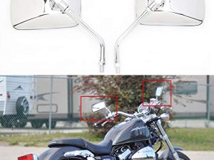 10MM Chrome Motorcycle Rectangle Handlebar Rearview Side Mirrors Compatible with Honda Kawasaki Suzuki Cruiser Scooter (Chrome#2)