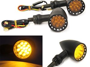 2pcs Amber CNC Motorcycle Bullet LED Turn Signal Light Blinker Indicator Front Rear Tail Light Compatible with Honda HarleyYamaha Suzuki Kawasaki