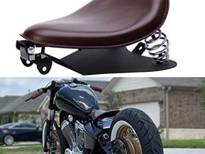 Custom Brown Motorcycle Leather Solo Seat with Spring Baseplate for Sportster XL 1200 883 48 Chopper Bobber Dyna Low