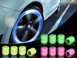 Tallew 20 Pcs Glow in The Dark Tire Valve Caps Fluorescent Stem Car Universal Air Cap Auto Covers Cars Motorcycles SUV Trucks Bikes Accessories