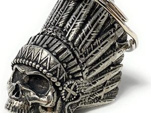 Bravo Bells Indian Skull Bell - Biker Bell Accessory or Key Chain for Good Luck on the Road