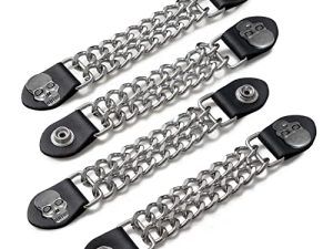Diamond Plate 4-Piece Vest Extender Set - Jacket Accessories with Chrome Finish Chains