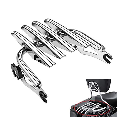 PBYMT Chrome Detachable Stealth Mounting Luggage Rack Compatible for Harley Touring Street Glide Road King Electra Glide 2009-2022 PBYMT Chrome Detachable Stealth Mounting Luggage Rack Compatible for Harley Touring Street Glide Road King Electra Glide 2009-2022