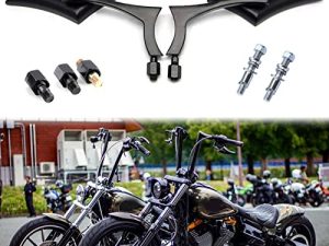 Black Universal Motorcycle Rearview Side Mirrors Compatible with Honda Kawasaki Suzuki Harley Bolt (Black-Harley)