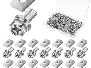 48 Pack Motorcycle Battery Terminal Bolt Square Nut Kit M6 x 16mm Motorcycle Battery Bolts Battery Terminal Nuts Stainless Steel Battery Screw and Nut for Motorcycle ATV Bike Scooter Part Accessories