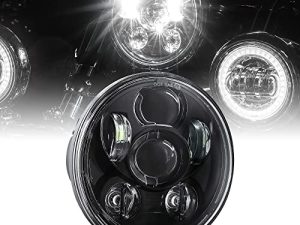 5.75" (5 3/4) Harley LED Headlight For Harley Davidson [Black-Finish] Round LED Motorcycle Headlight For Dyna Street Bob Super Wide Glide Low Rider Night Rod Train Softail Sportster