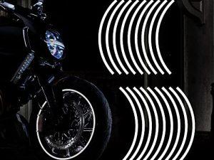 TOMALL 16'' -17" Reflective Wheel Rim Stripe Decal for Motorcycle Wheels Car Cycling Bike Bicycle Night Reflective Safety Decoration Stripe Universal Rim Reflective Stickers (White)
