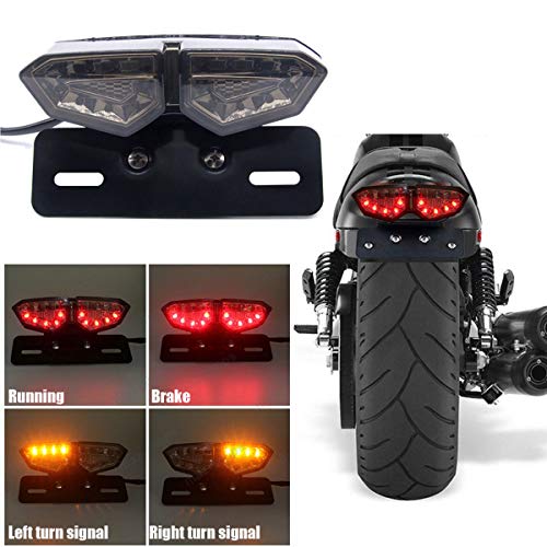 Motorcycle Tail Light Integrated Running Brake Stop Light Dual Eye Turn Signals Lamp Black with License Plate Bracket for Harley Honda Yamaha Suzuki Kawasaki Motorcycle Tail Light Integrated Running Brake Stop Light Dual Eye Turn Signals Lamp Black with License Plate Bracket for Harley Honda Yamaha Suzuki Kawasaki