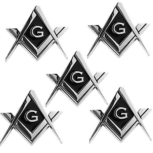 5 Pack 2.75" Chrome Plated Masonic Car Emblem Mason Square and Compasses Auto Truck Motorcycle Decal Gift Accessories 5 Pack 2.75" Chrome Plated Masonic Car Emblem Mason Square and Compasses Auto Truck Motorcycle Decal Gift Accessories