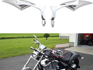 Chrome 8mm/10mm Motorcycle Blade Steady CNC Aluminum Rearview Side Mirrors Compatible with Cruiser Chopper Street Bike Scooter Dirt Bike