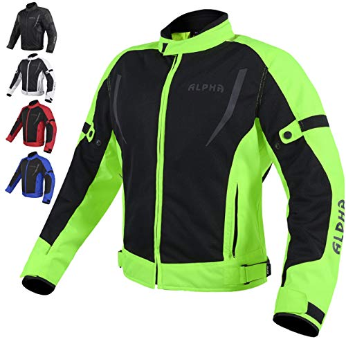 HI VIS MESH MOTORCYCLE JACKET FOR MENS RIDING BIKERS RACING DUAL SPORTS BIKE ARMORED PROTECTIVE… (HI VIZ GREEN HI VIS MESH MOTORCYCLE JACKET FOR MENS RIDING BIKERS RACING DUAL SPORTS BIKE ARMORED PROTECTIVE… (HI VIZ GREEN
