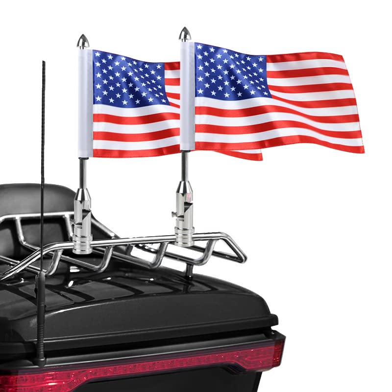Gdcreestar 2 Pack Motorcycle Flag Pole Fold Down 90° and American Flag Flagpole Holder Bracket Fit for 1/2'' Luggage Rack Harley Touring Spring Honda Goldwing etc. Gdcreestar 2 Pack Motorcycle Flag Pole Fold Down 90° and American Flag Flagpole Holder Bracket Fit for 1/2'' Luggage Rack Harley Touring Spring Honda Goldwing etc.