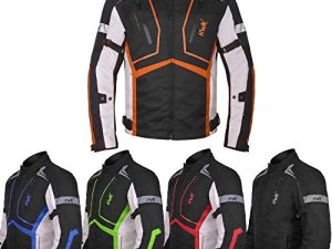 Motorcycle Jacket For Men Textile Motorbike Dualsport Enduro Motocross Racing Biker Riding CE Armored Waterproof All-Weather (Orange