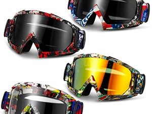 Tallew 4 Pairs Dirt Bike Goggles Motorcycle Goggles Motocross Goggles Riding Racing ATV Goggles for Adults Windproof Motorbike Powersports Goggles Ski Glasses for Men Women