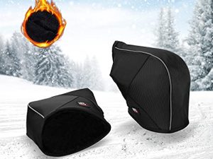 Kemimoto Universal Snowmobile ATV Handlebar Gloves Black Waterproof Muffs Thick Inner Fleece Handlebar Gauntlets Compatible with Polaris Skidoo Arctic Cat ATV Motorcycle