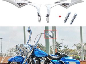 Chrome Motorcycle Blade Rear View Mirrors for Harley Cruiser Bobber Chopper (Chrome-Harley)