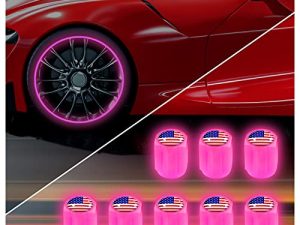 American Flag Night Glow Luminous Wheels Cap Tire Valve Stem for Car