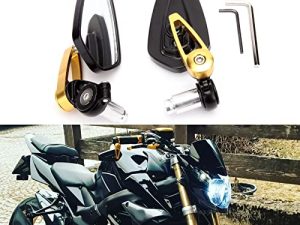 Universal Black Motorcycle Billet Aluminum 7/8" 22 Bar End Side Rearview Mirrors (Gold)