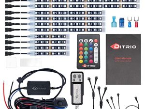 DITRIO 12pcs Underglow RGB LED Strip Light Kit DC 12V with 2 Red Blinking Brake Light Styles for Motorcycles Trikes Golf Carts ATVs UTVs – M12r
