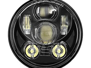 SUNPIE Bright 5-3/4 5.75 inch Black LED Headlight Compatible with H_arley Motorcycles XL883/XL1200 Glide Deuce Street 500/Street 750 IP67 Waterproof 6000K White Aluminum Metal Headlights Replacements