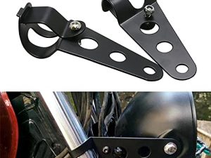 ANKIA Universal 33mm-43mm Metal Motorcycle Modified Headlight Mount Brackets Clamp Fork Ear for Motorcycle Chopper Cafe Racer (Black)