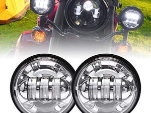 LX-LIGHT Dot approved 2 PCS Chrome 4.5 Inch LED Passing Light LED Fog Lamps for Motorcycles Auxiliary Light Bulb Motorcycle Projector Driving Lamp