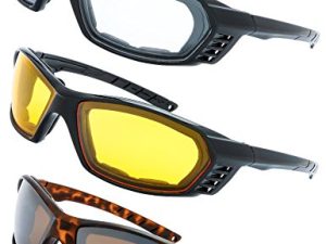Motorcycle Riding Glasses Padded Frame Lens Block 100% UVB/UVB for Outdoor Activity Sport