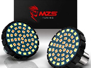 MZS 2" 1157 Turn Signal LED Bulb Running Light Kit Bullet Style w/Dual Color Front or Rear Compatible (21White + 27Amber) Most Family Motorcycles (Pack of 2)