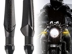 evermotor 2 Pieces Universal Mini LED Motorcycle Turn Signals Lights Running Light Indicators E-MARK Flowing Turn Signal Lights Waterproof IP67